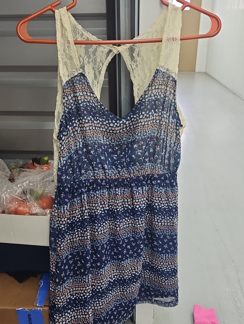entro Navy Floral Lace-Back Sundress